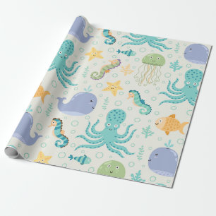 Papier Cadeau Sous le Motif de la baleine marine