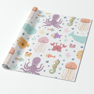 Papier Cadeau Sous le Motif de la baleine marine