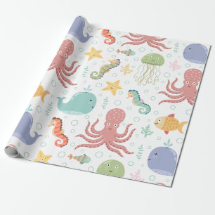 Papier Cadeau Sous le Motif de la baleine marine
