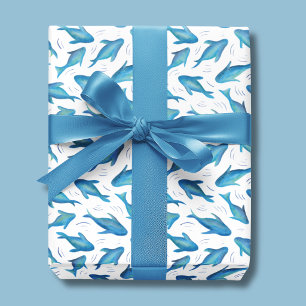 Papier Cadeau Sous le motif de mer pour enfants océan requin poi