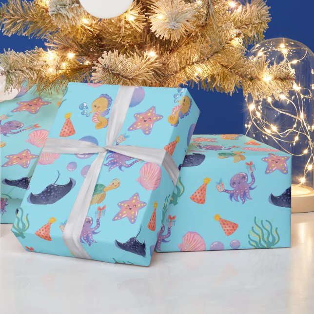 Papier Cadeau Sous le papier d'emballage d'anniversaire des enfa (Vacances)
