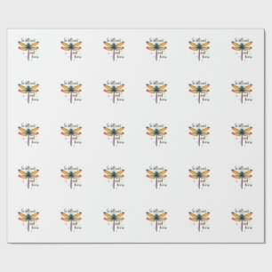 Papier Cadeau Soyez calme et connaissez Libellule Florale Chréti