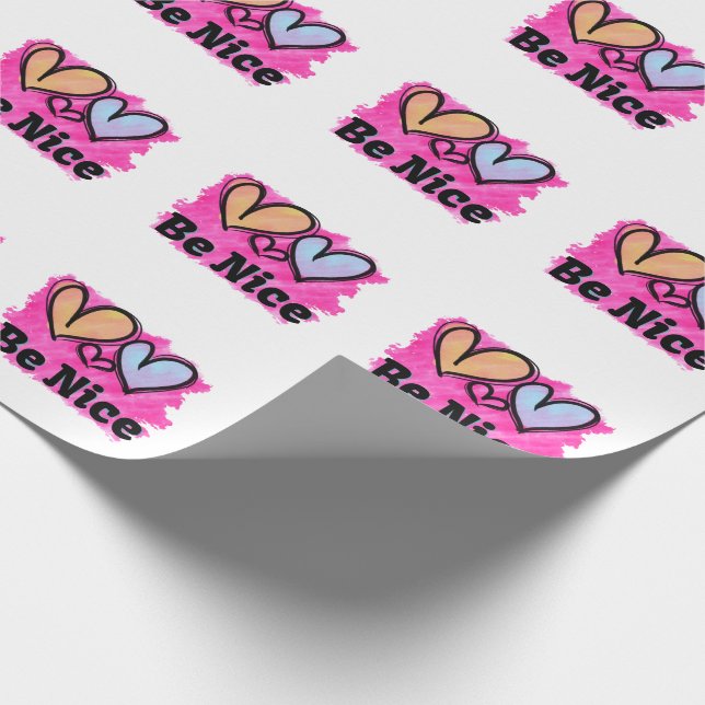 Papier Cadeau Soyez de beaux coeurs aquarelles (Coin)