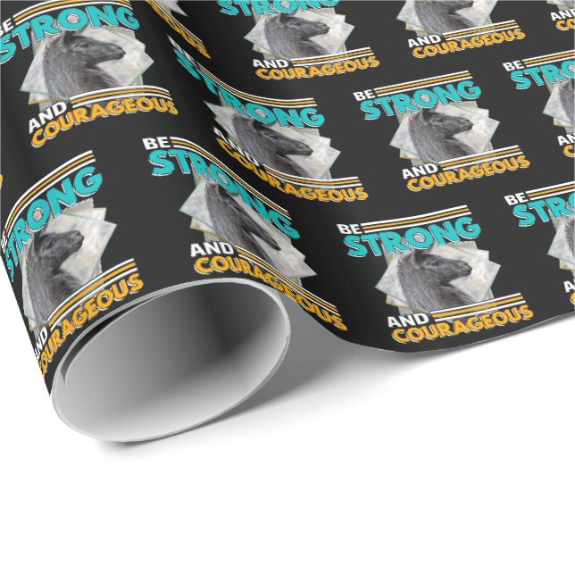 Papier Cadeau Soyez forts et courageux - Llama (Coin rond)