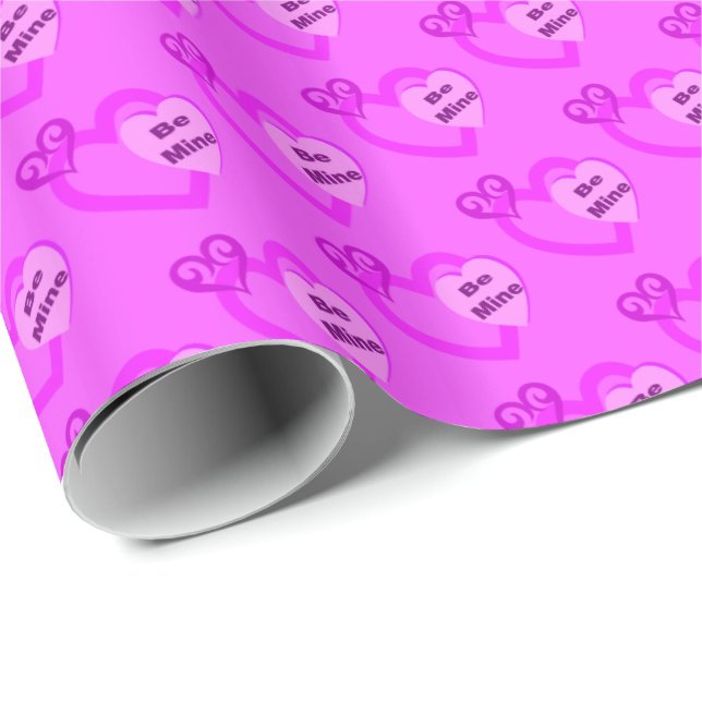 Papier Cadeau Soyez le mien Valentine Coeurs Cadeau papier envel (Coin rond)