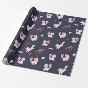 Papier Cadeau Soyez une unicorne couleur arc-en-ciel avec étoile