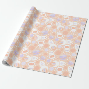 Papier Cadeau Space Girls Anniversaire Papier d'enveloppement de