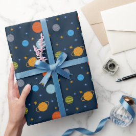 Papier Cadeau Space Planètes Galaxy Stars Garçon Baby shower Cad