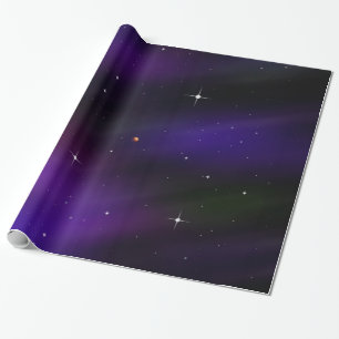 Papier Cadeau Spacescape With Planètes and Stars