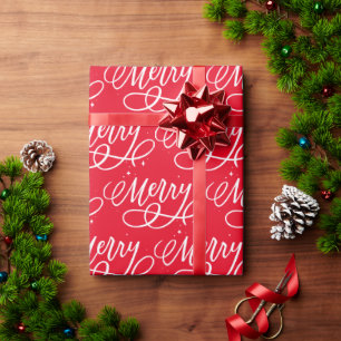 Papier Cadeau Sparkly Bubbly Script Merry Holiday