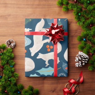 Papier Cadeau Spécial Noël Loup blanc