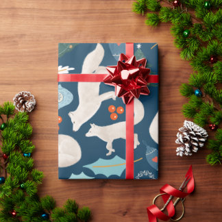 Papier Cadeau Spécial Noël Loup blanc