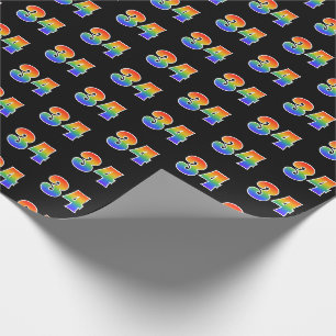 Papier Cadeau Spectre de l'arc-en-ciel amusant motif "34" Numéro