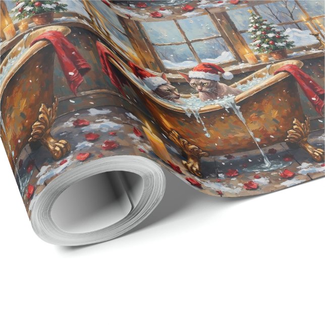 Papier Cadeau Sphynx Cat Christmas Luxury Bath Holiday (Coin rond)