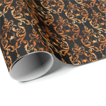 Spider Damask Cuivre noir Halloween Motif