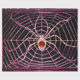 Papier Cadeau SPIDER ET WEB Rouge Ruby Gemstone Noir