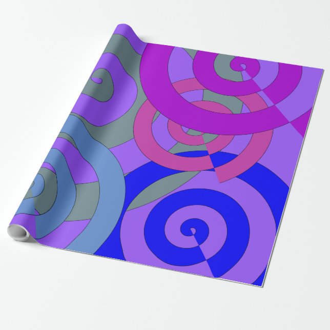 Papier Cadeau spirales colorées, motifs tourbillonnant (Déroulé)