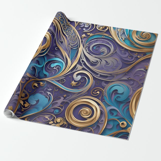 Papier Cadeau spirales de fibres enveloppant du papier (Déroulé)