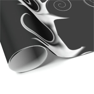 Papier Cadeau Spirales et perles Motif noir et blanc