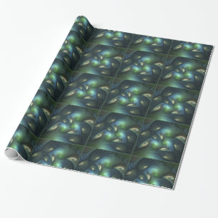 Papier Cadeau Spirales Turquoise Beige Vert Abstrait Fractal Art