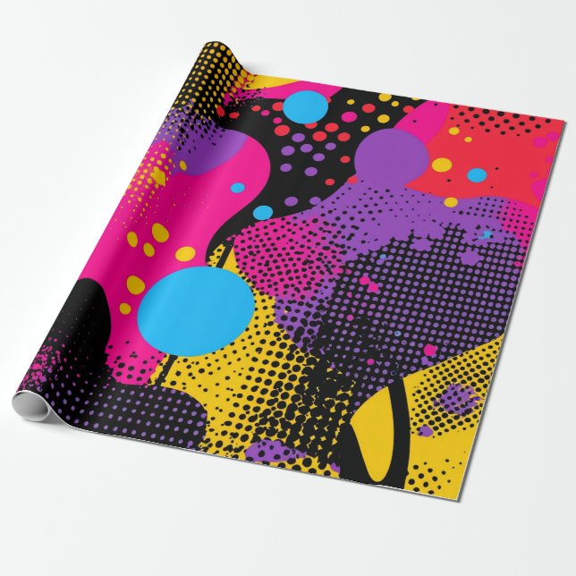 Papier Cadeau Splash couleur Abstrait dans le style comique rétr (Déroulé)