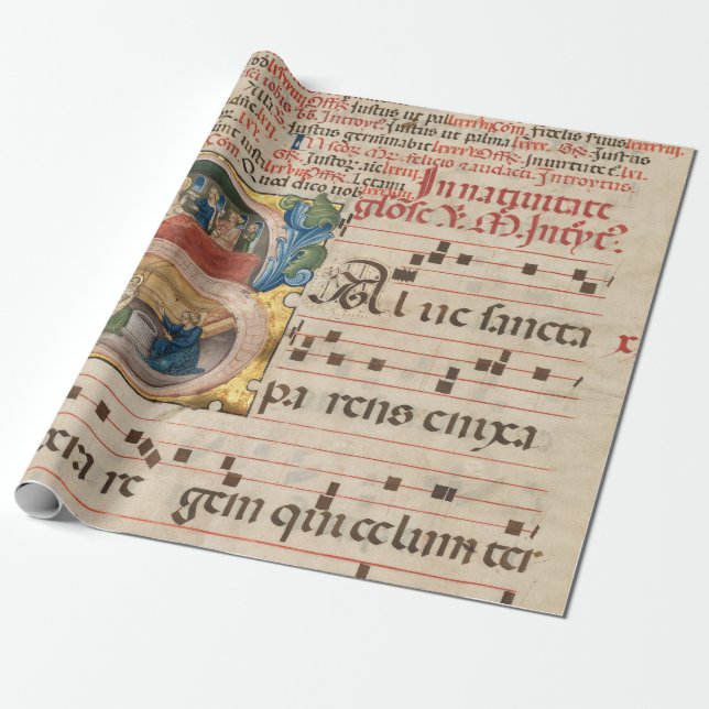 Papier Cadeau Splendide Manuscrit De Musique Médiévale (Déroulé)
