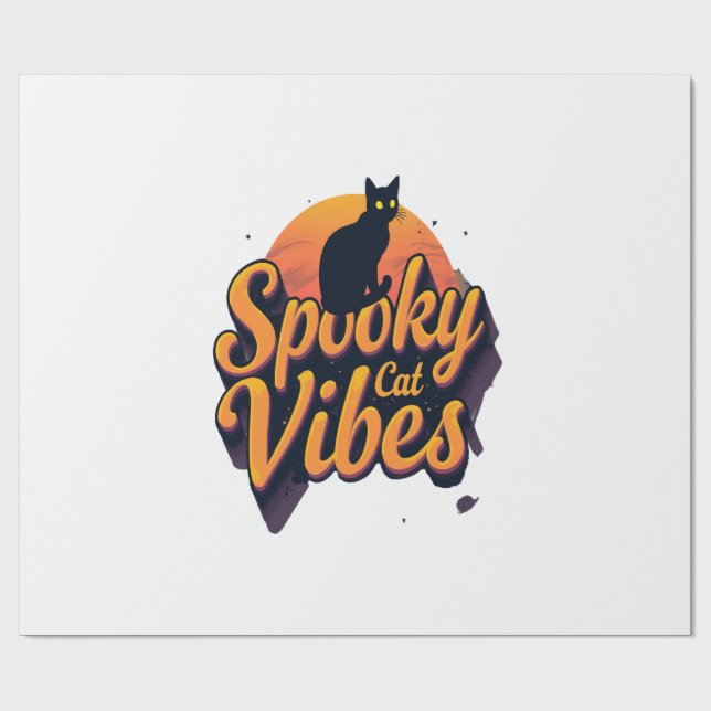Papier Cadeau Spooky Cat Vibes 2 (Plat)