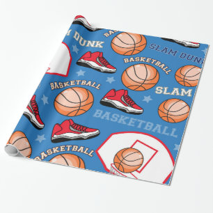 Papier Cadeau SPORTS Basketball Slam Dunk Fun Athlete Motif