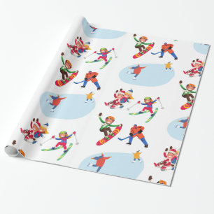 Papier Cadeau Sports d'hiver 