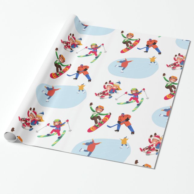 Papier Cadeau Sports d'hiver  (Déroulé)