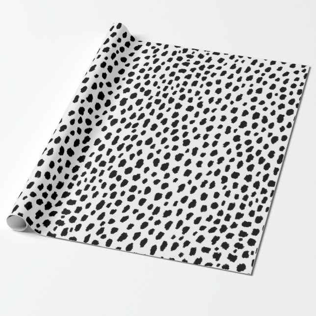 Papier Cadeau Spots dalmatiens (noir/blanc) (Déroulé)
