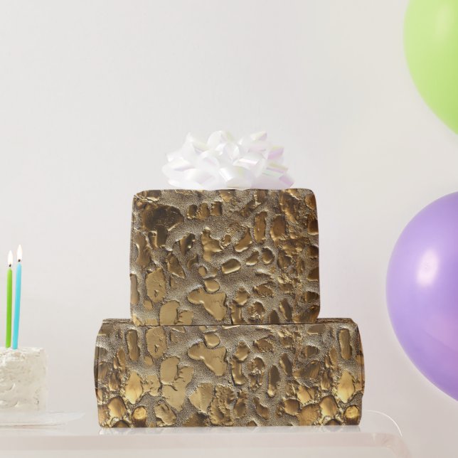 Papier Cadeau Spots métalliques Leopard Or (Cadeaux de fête)