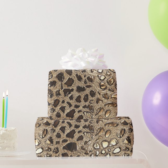 Papier Cadeau Spots métalliques Leopard Or (Cadeaux de fête)
