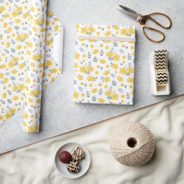 Papier Cadeau Spring Radiance: Yellow Poppy Flower  (Artisanat)