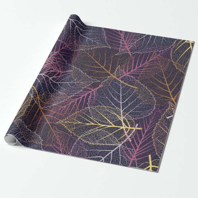 Papier Cadeau Squelette feuille sans couture motif, arrière - pl (Déroulé)