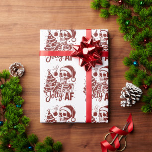 Papier Cadeau Squelette joyeux AF Snarky Noël Sarcasme Drôle