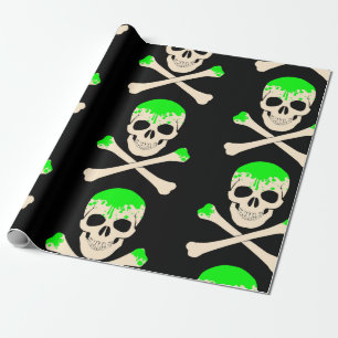 Papier Cadeau squelette mince des os croisés du crâne d'hallowee