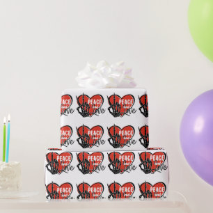 Papier Cadeau Squelette moderne paix main et amour