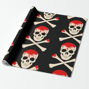 Papier Cadeau squelette sanglant du crâne halloween