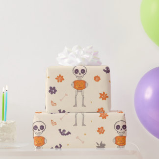 Papier Cadeau Squelettes & Citrouilles