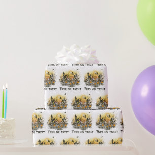 Papier Cadeau Squelettes de la fête d'Halloween Sorcière Blanche