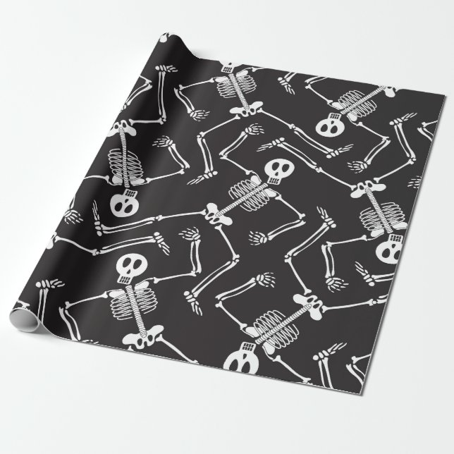 Papier Cadeau Squelettes drôles de Halloween (Déroulé)