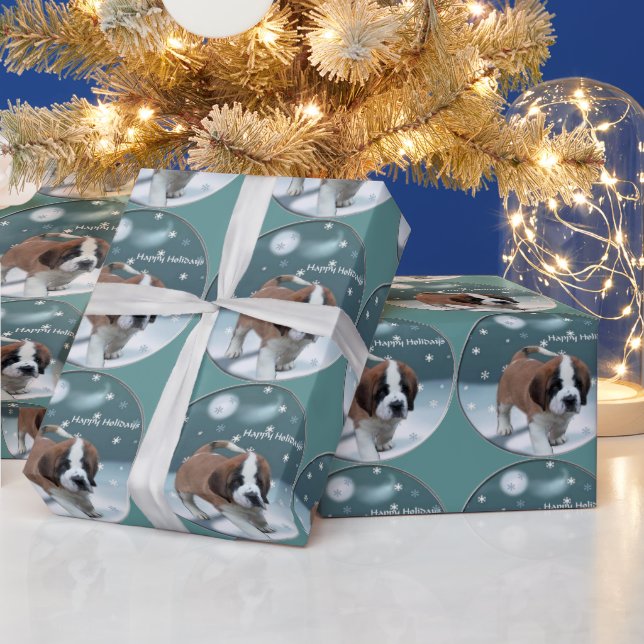 Papier Cadeau St Bernard Noël (Vacances)