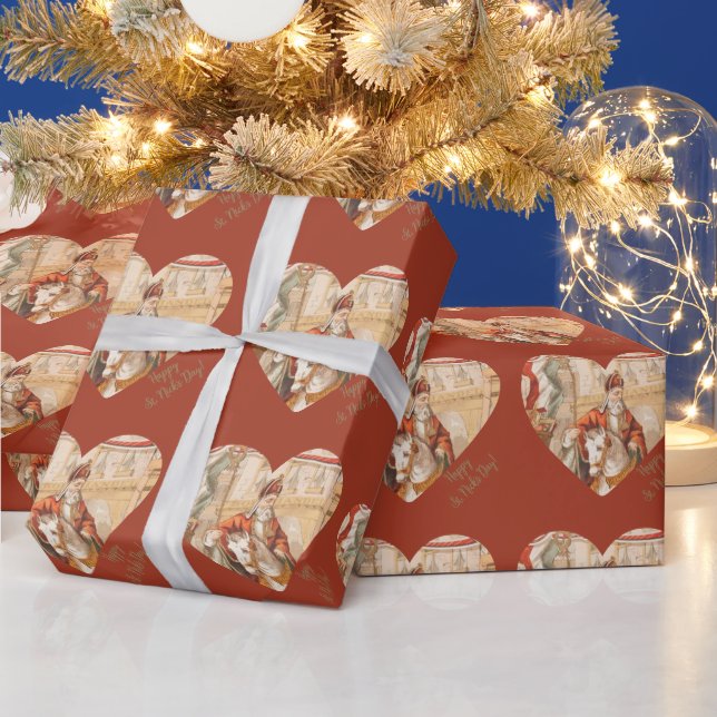 Papier Cadeau St. Nicholas Hearts Sinterklaas St. Nick's Day (Vacances)