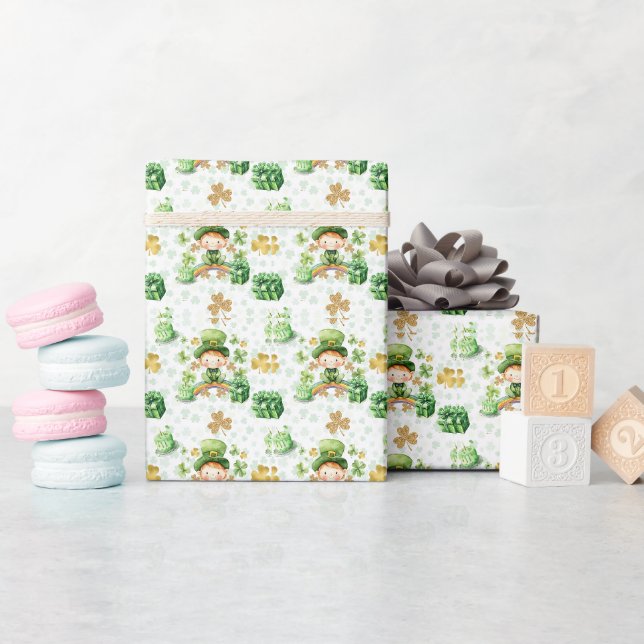 Papier Cadeau St patrick Lucky One Premier Anniversaire (Baby Shower)