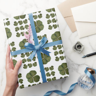 Papier Cadeau St Patrick Real 4 Leaf Clover Obtenez de la chance