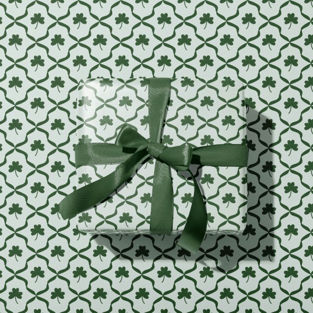 Papier Cadeau St. Patrick's Day Classic Green Shamrock Lattice  (Créateur téléchargé)