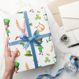Papier Cadeau St Patrick's Day Leprechaun Irlandais