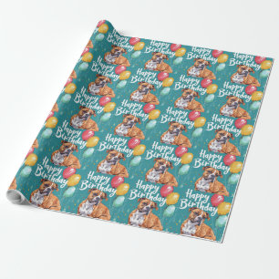 Papier Cadeau Staffordshire américain avec ballons Anniversaire