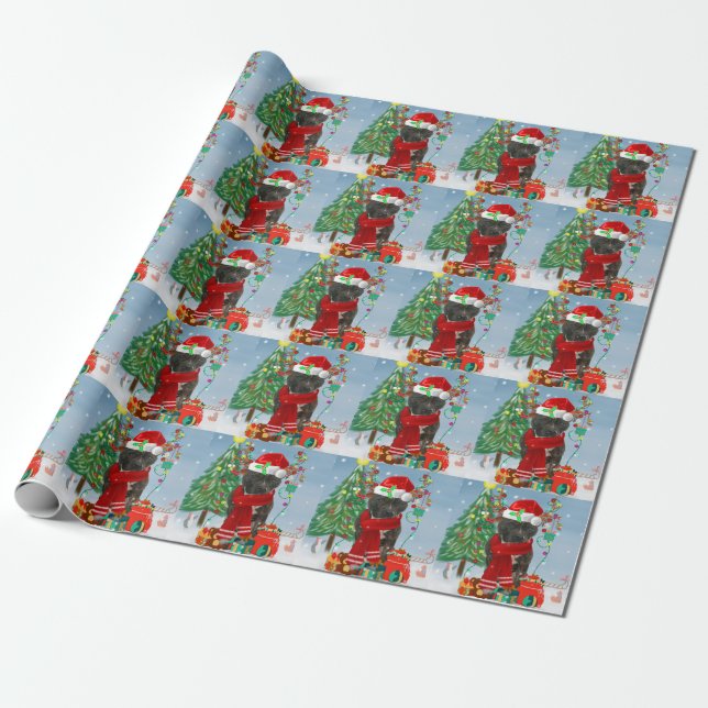 Papier Cadeau Staffordshire Bull Terrier Dog dans la neige Noël (Déroulé)